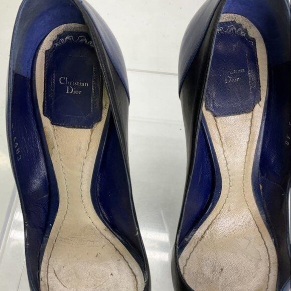 Christian Dior Black & Blue Pointed-Toe Heels – Size 8 - Picture 5 of 12